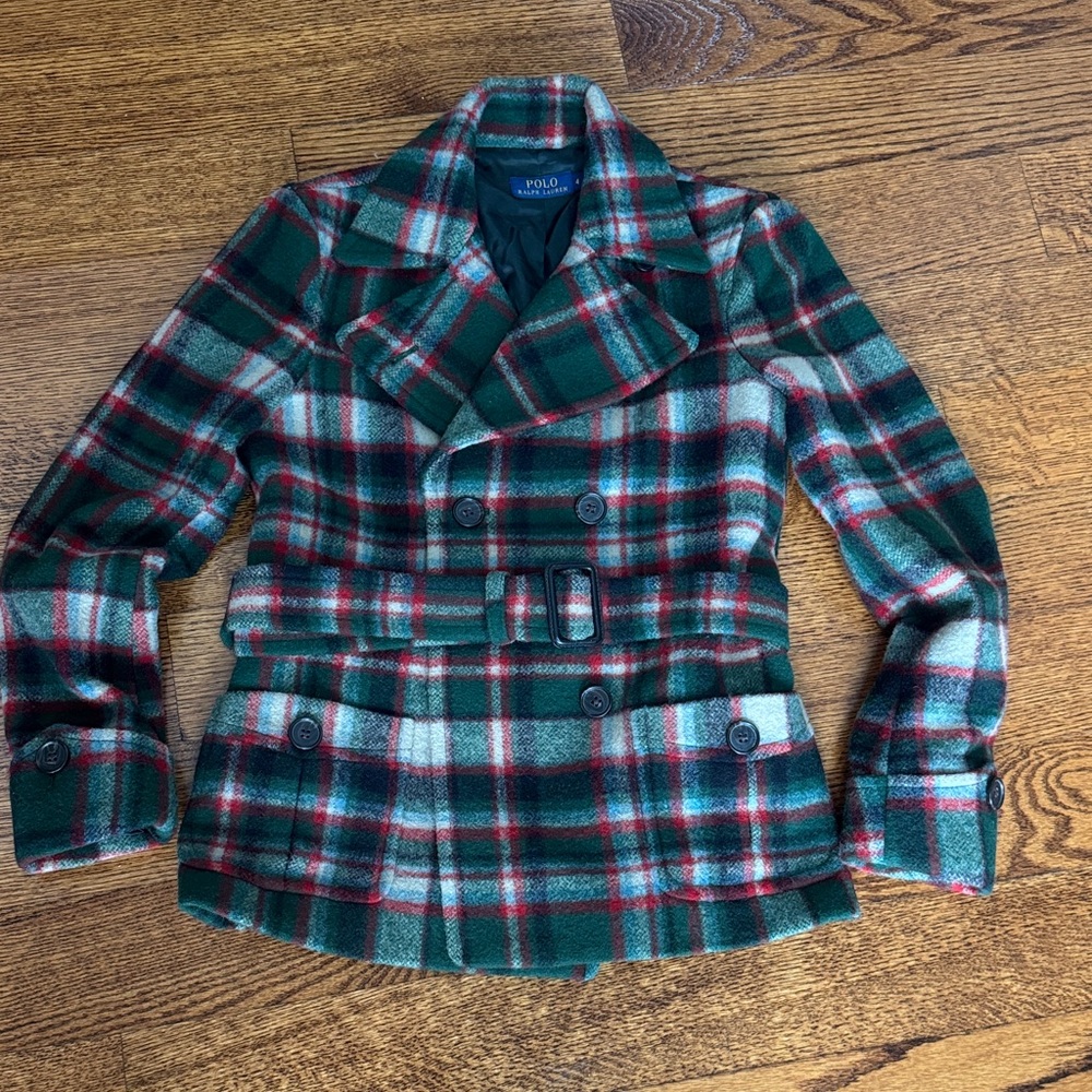 Polo by Ralph Lauren Women's Tartan Plaid Peacoat wool/Nylon